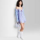 Women's Sleeveless Tie-front Fit & Flare Woven Dress - Wild Fable Light Purple Check