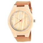 Earth Wood Aztec Men's Leather-band Watch - Khaki-tan/camel, Khaki