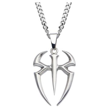 Men's Wwe Roman Reigns Logo Cutout Stainless Steel Pendant With Chain