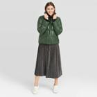 Women's Faux Leather Puffer Jacket - A New Day Green
