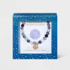 No Brand Semi-precious Rainbow Flourite Beads And Mandala Stretch Bracelet - Purple