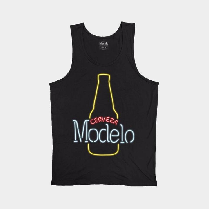 Ripple Junction Adult Modelo Cerveza Tank Top - Black