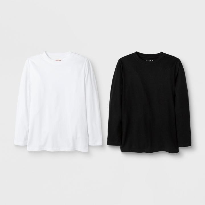 Boys' 2pk Long Sleeve T-shirt - Cat & Jack White/black