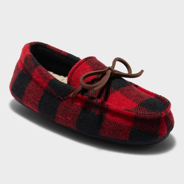 Boys' Dluxe By Dearfoams Braydon Moccasin Slippers - Red