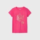Girls' Short Sleeve Shine Snowflake Graphic T-shirt - Cat & Jack Dark Pink
