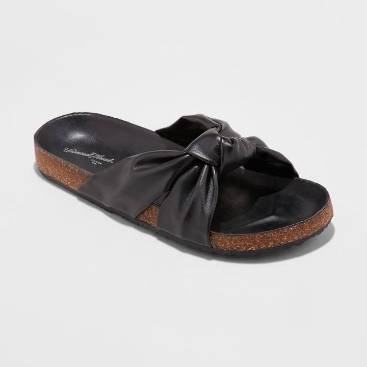 Women's Junie Wide Width Knotted Footbed Sandals - Universal Thread Black 9.5w,