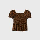 Women's Plus Size Printed Raglan Short Sleeve Off The Shoulder T-shirt - Who What Wear Brown