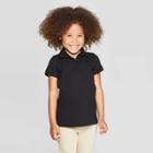 Toddler Girls' Short Sleeve Pique Uniform Polo Shirt - Cat & Jack Black