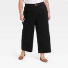 Women's Plus Size Cropped Wide Leg Fashion Pants - A New Day Black