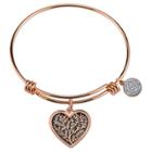 Distributed By Target Women's Stainless Steel Expandable Bracelet - Family, Where Life Begins And Love Never Ends - Rose Gold