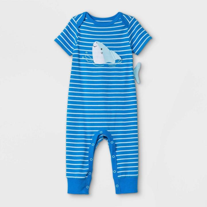 Baby Boys' Shark Romper - Cat & Jack Captains Blue Newborn