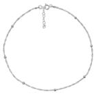 Target Women's Diamond Cut Singapore Extender Anklet With Ball Stations In Sterling Silver - Silver (9 + 1),