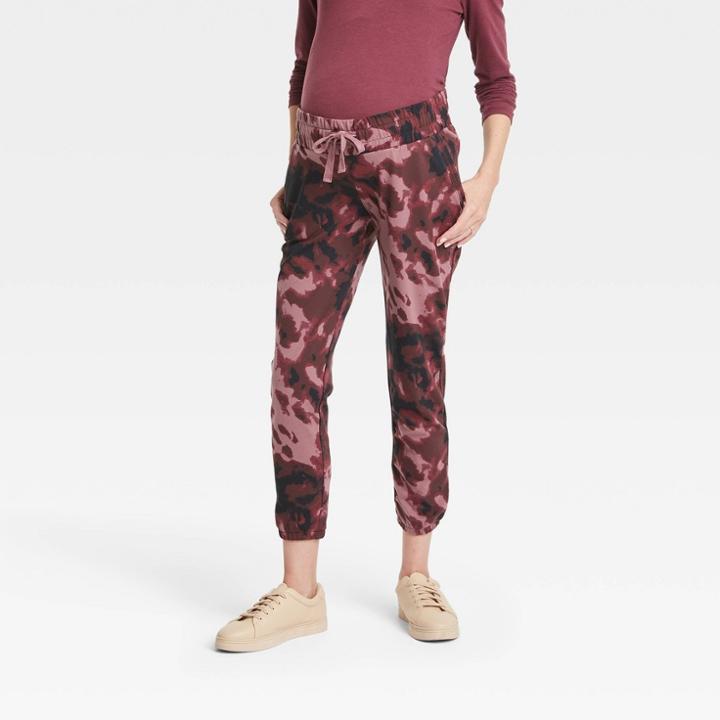 Match Back Maternity Jogger Pants - Isabel Maternity By Ingrid & Isabel Burgundy Tie-dye Xs, Red Tie-dye