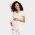 Short Sleeve V-neck Side Shirred Maternity T-shirt - Isabel Maternity By Ingrid & Isabel White Animal Print