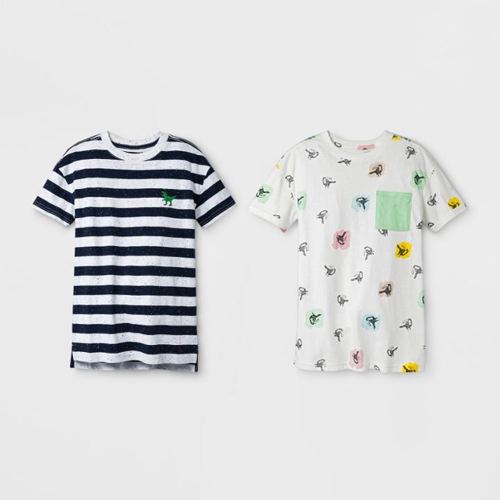 Boys' 2pk Short Sleeve Stripe T-shirt - Cat & Jack Navy/white