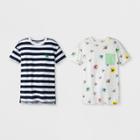 Boys' 2pk Short Sleeve Stripe T-shirt - Cat & Jack Navy/white