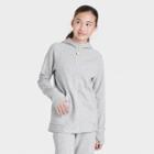 Girls' Fleece Full Zip Hooded Sweatshirt - All In Motion Heathered Gray