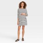 The Nines By Hatch Striped 3/4 Sleeve Maternity Dress Black/white