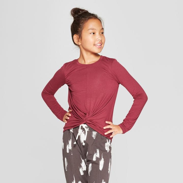 Girls' Long Sleeve Tie Knot Front Tank Top - Art Class