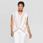 Women's Plus Size Striped Sleeveless V-neck Twist Front Top - Universal Thread Cream 2x, Size:
