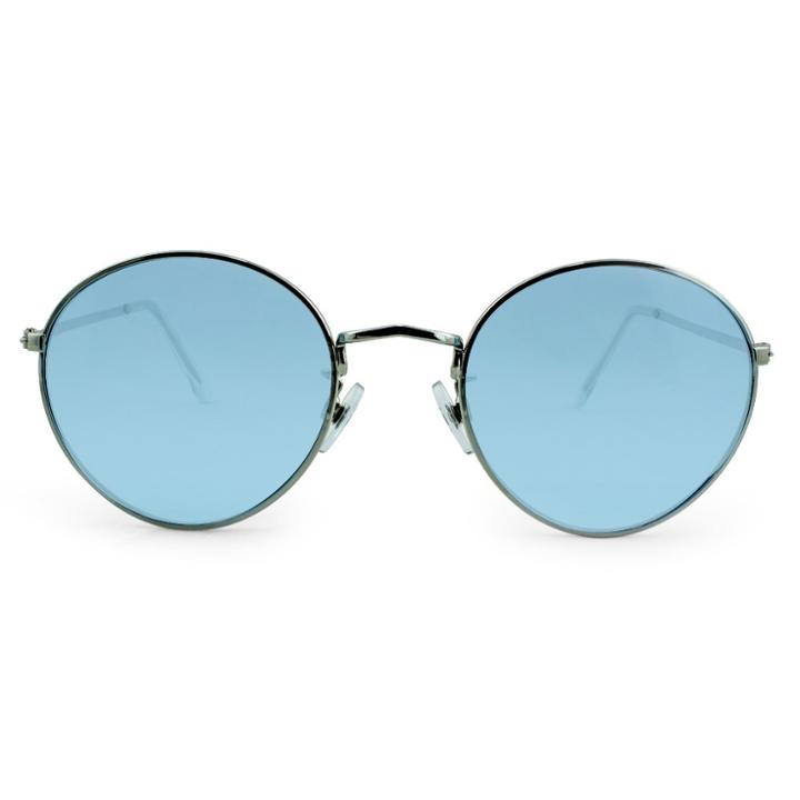 Target Women's Round Sunglasses With Blue Tinted Lenses - Silver,