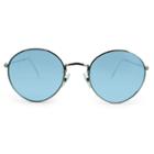 Target Women's Round Sunglasses With Blue Tinted Lenses - Silver,