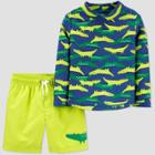 Toddler Boys' 2pc Swim Gator Rash Guard Set - Just One You Made By Carter's Green/yellow
