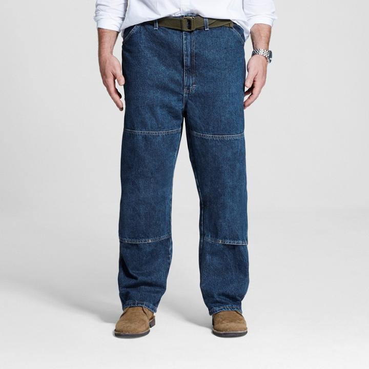 Dickies Men's Big & Tall Relaxed Straight Fit Double Knee Denim Carpenter Jeans - Stone Washed