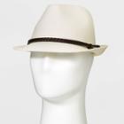Light Beige Woven Paper Straw With Wrapped Braided Leather Banding Hat - Goodfellow & Co White