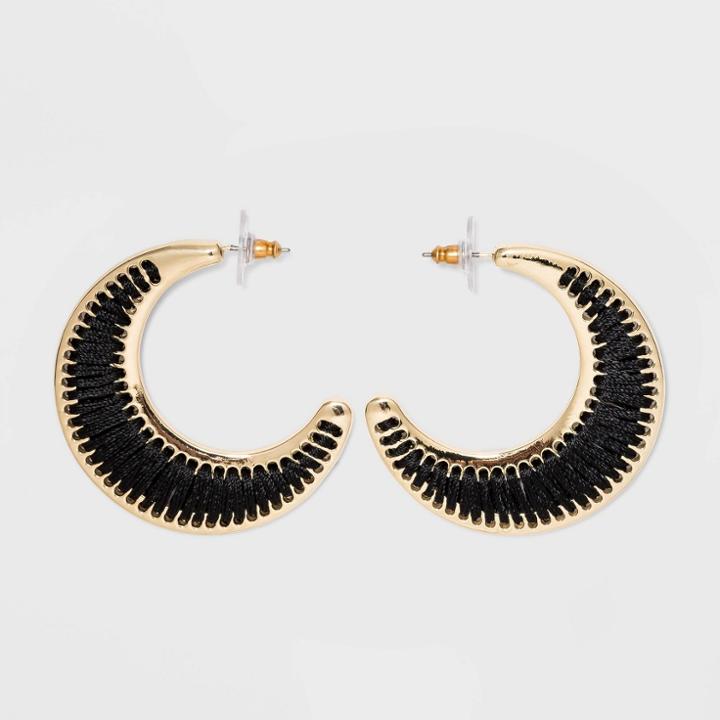 Sugarfix By Baublebar Threaded Crescent Moon Earrings - Black