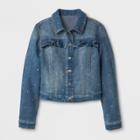 Girls' Denim Jacket Polka Dot Ruffle - Cat & Jack Denim Blue