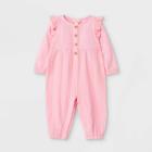Baby Girls' Gauze Long Sleeve Romper - Cat & Jack Pink Newborn