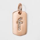 Sterling Silver Initial F Cubic Zirconia Pendant - A New Day Rose Gold, Rose Gold - F