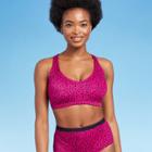 Women's V-neck Tie Back Bralette Bikini Top - All In Motion Cranberry Dot D/dd Cup, Red