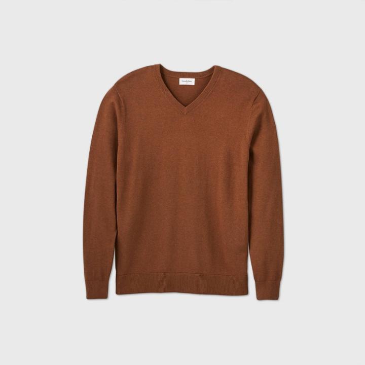 Men's Tall Regular Fit Pullover Sweater - Goodfellow & Co Brown