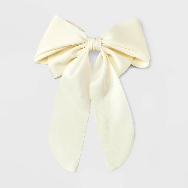 Satin Bow Hair Barrette - A New Day Cream