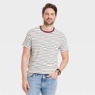 Men's Standard Fit Short Sleeve Striped Crew Neck T-shirt - Goodfellow & Co Heather Gray