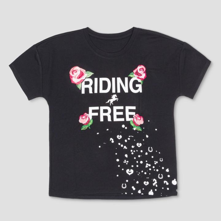 Girls' Spirit Riding Free Short Sleeve T-shirt - Black