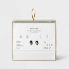 Silver Plated Oval Abalone And Cubic Zirconia Bar Earring Trio Set - A New Day