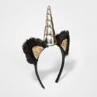 Kids' Furry Halloween Unicorn Ears Headband - Cat & Jack Unicorn One Size, Kids Unisex, Black