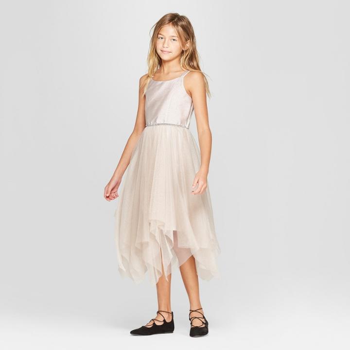 Girls' Fairy Hem Dress With Shimmer - Cat & Jack Champagne