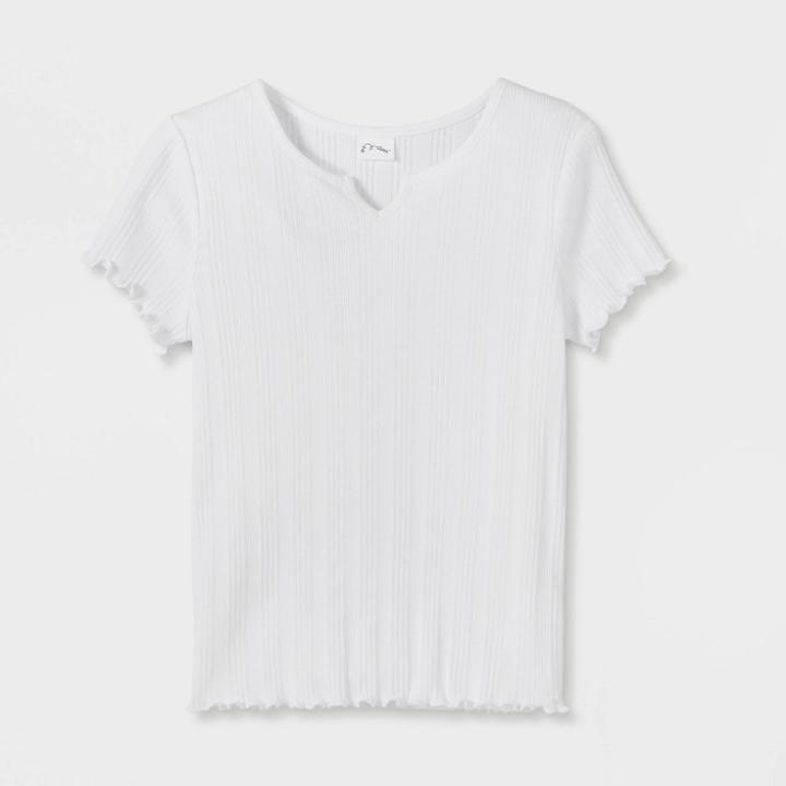 Girls' Notch-front Short Sleeve T-shirt - Art Class White