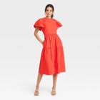 Women's Flutter Short Sleeve A-line Dress - Who What Wear Dark Red