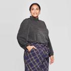 Women's Plus Size Puff Long Sleeve Mock Turtleneck T-shirt - Who What Wear Silver 1x, Women's, Size: