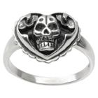 Journee Collection Women's Tressa Collection Heart With Skull Ring In Sterling Silver -
