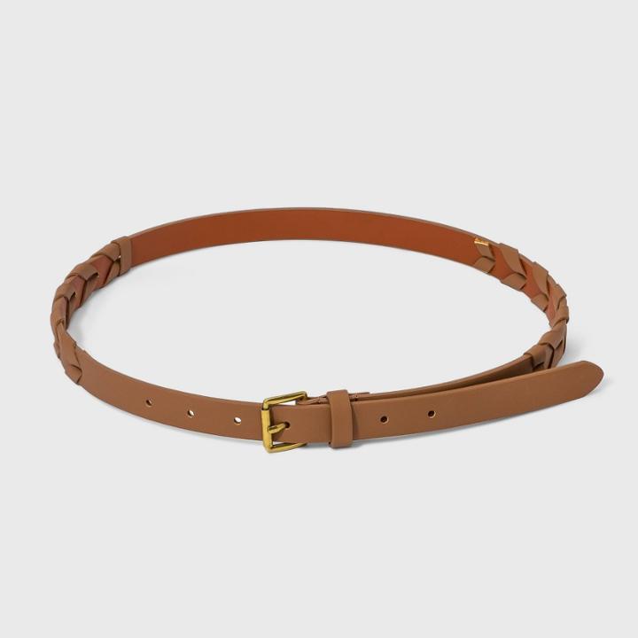 Women's Skinny Lace Western Belt - Universal Thread Cognac