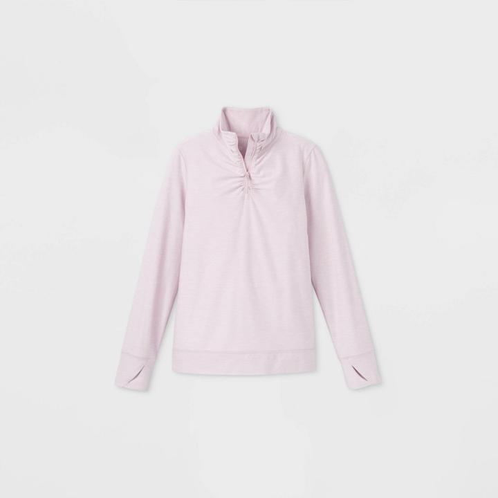 Girls' Soft 1/4 Zip Pullover - All In Motion Heather Pink