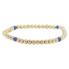 Women's Zirconite 4mm Round Gold Precious Beads Stretch Bracelet-lapis,