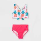 Girls' Pineapple Print Tie-front Bikini Set - Cat & Jack Pink