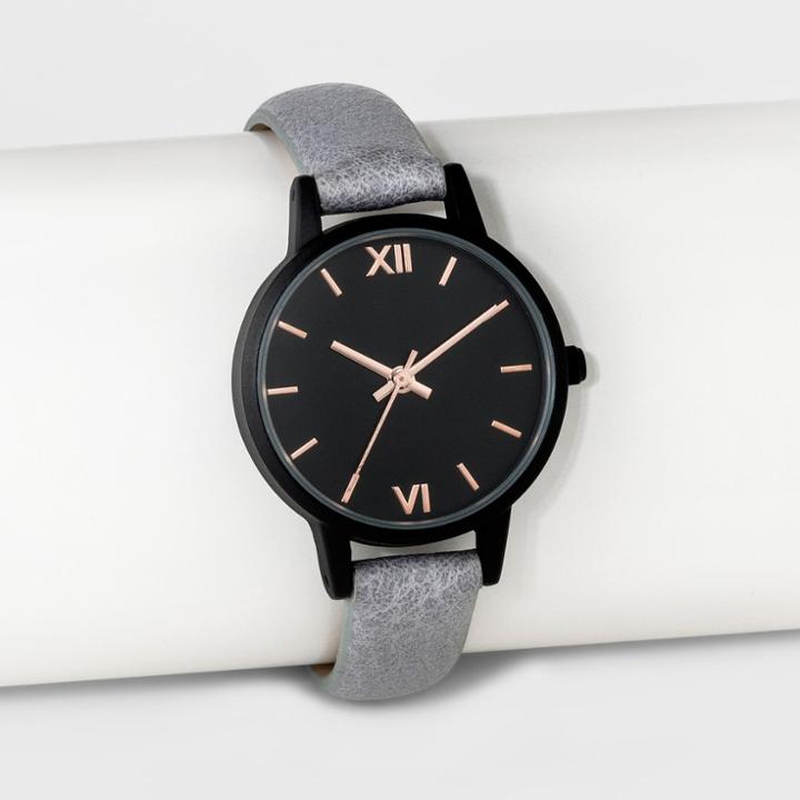 Women's Matte Case Strap Watch - A New Day Gray, Gray/matte Black
